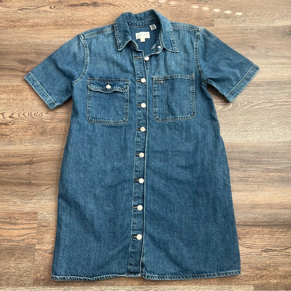 Universal Thread Short Sleeve Denim Mini Shirtdress Blue Wash Size Small Casual - Picture 2 of 9